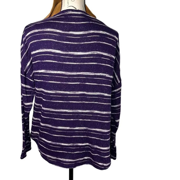 Apt.9, XL, purple white stripe metallic slouchy cowl neck long sleeve sweater  - Picture 3 of 8